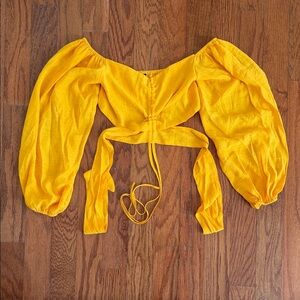 SHEIN Sunny Yellow Puff Sleeve Blouse